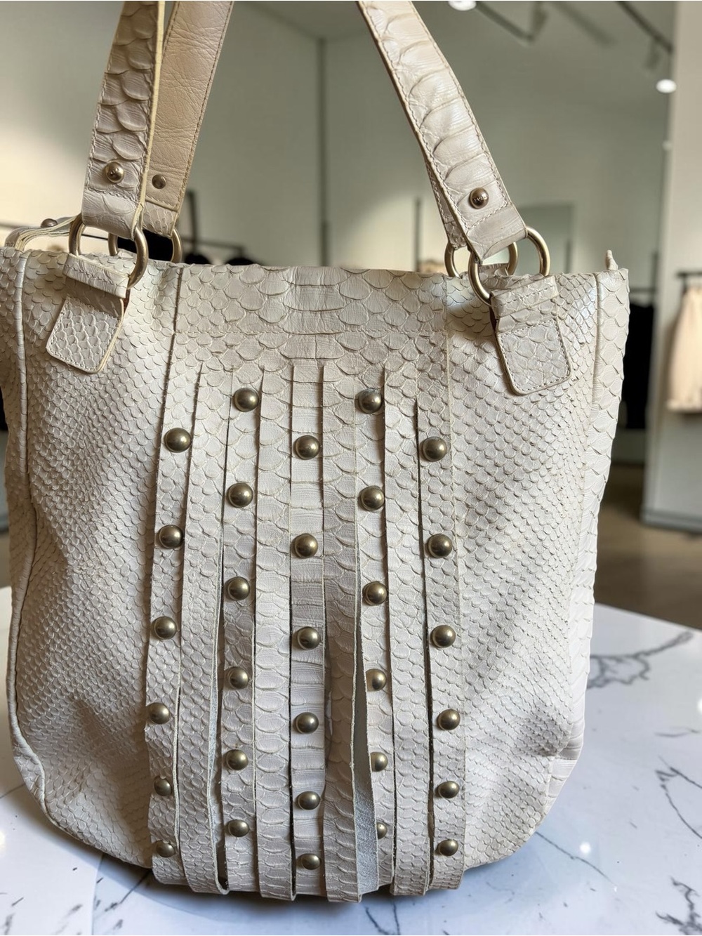 Furla Unique Rare Vintage Python Leather Tote Bag - Picture 11 of 16